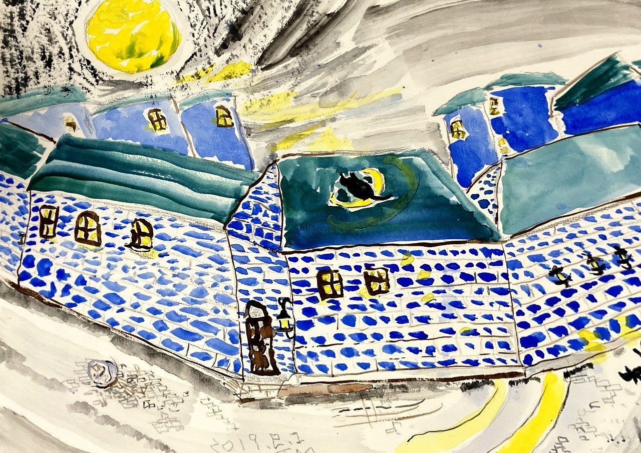 内野隆文 星のロザリオ 絵画 F0号 アクリル画 現代美術 肖像 額付 真