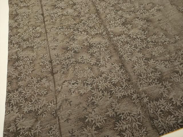 平和屋着物●本場大島紬　古代染色純泥染　草葉文　やまと誂製　証紙付き　ロング丈　正絹　逸品　DAAT1277tw 平和屋着物○本場大島紬 古代染色純泥染 草葉文 やまと誂製 証紙付き