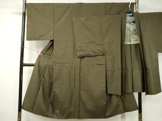 平和屋着物○男性 紬 アンサンブル 褐返色 正絹 逸品 未使用 CAAU9938vf