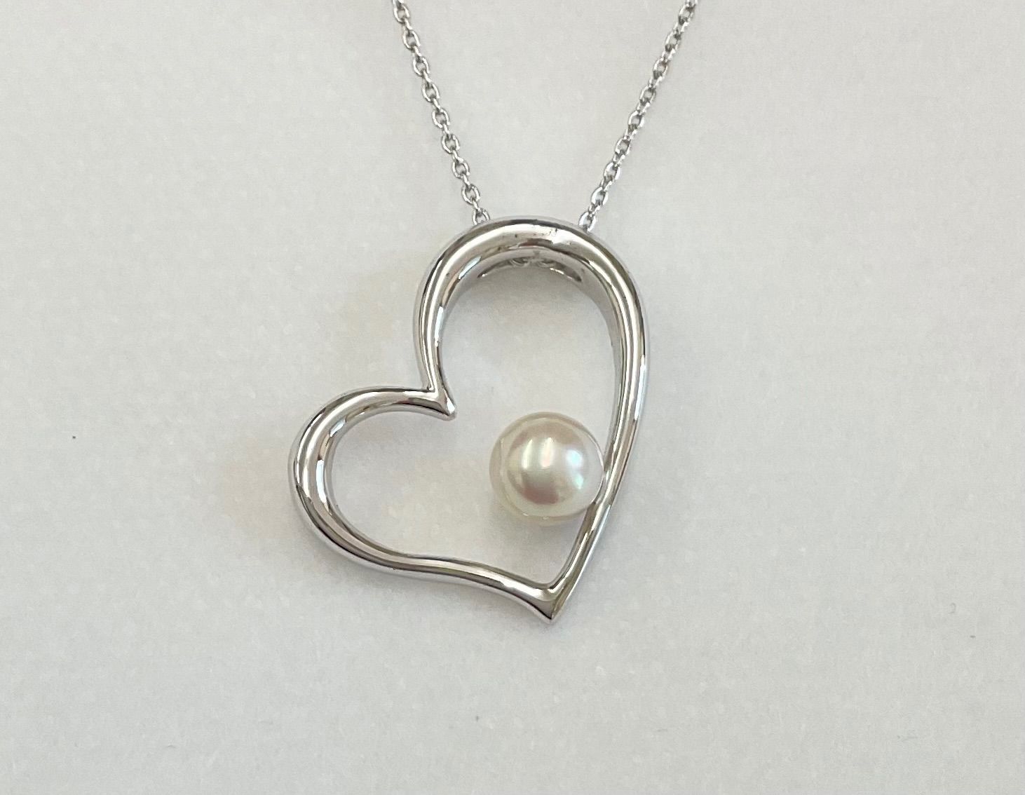 TASAKI 田崎 シルバーネックレス オープンハート パール付き