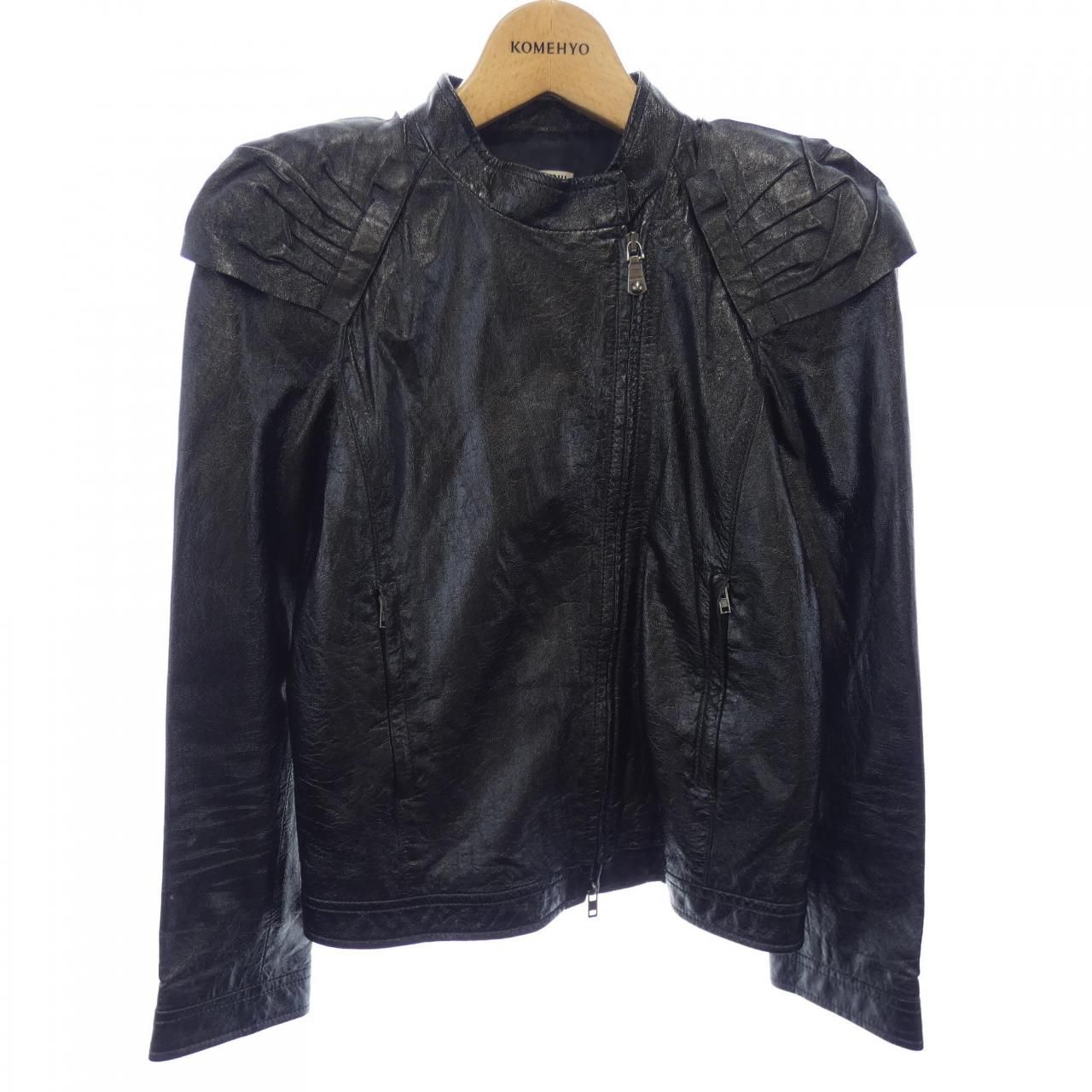 ミュウミュウ MIU MIU レザージャケット 38 ブラウン ミュウミュウ MIU MIU レザージャケット Miu Miu レザー