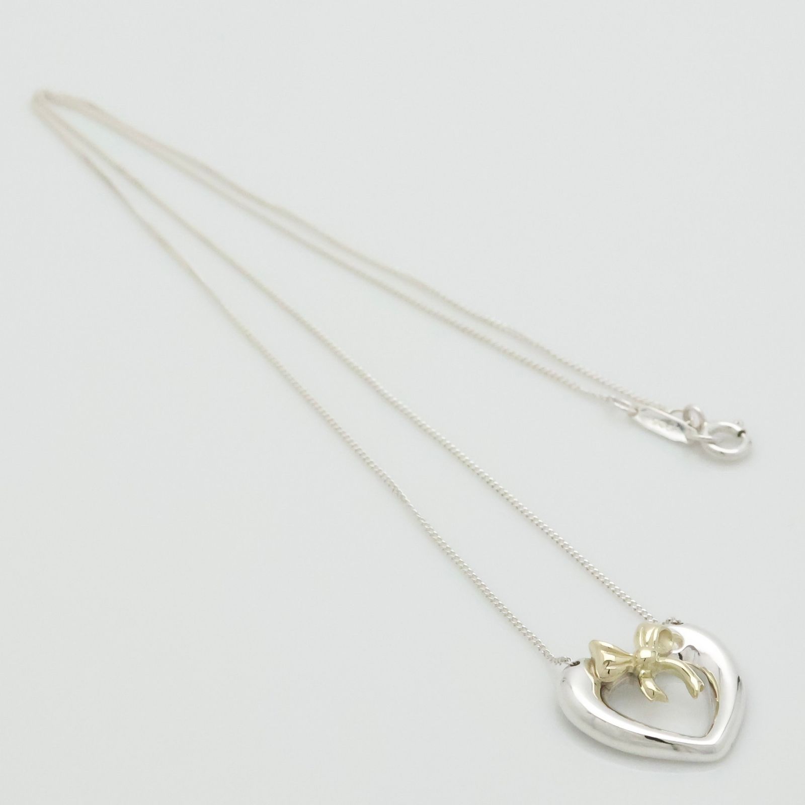 美品】ティファニー TIFFANY&Co. ハート リボン コンビ ネックレス