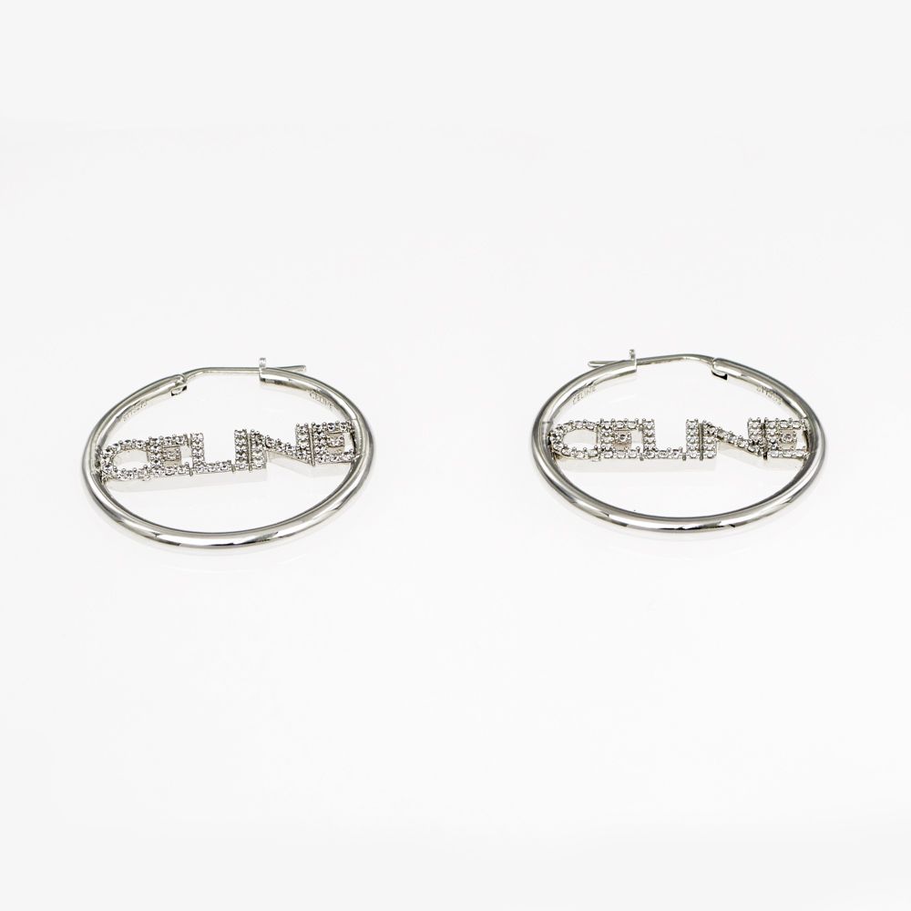 セリーヌ シルバー クリスタル ピグミー ピアス 名東】セリーヌ ピアス フープピアス クリスタル シルバーカラー 一対