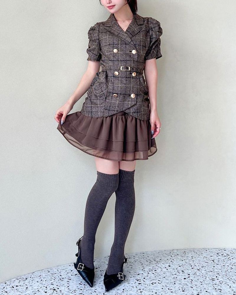 ヘムフリルテーラードミニワンピース 152540306301