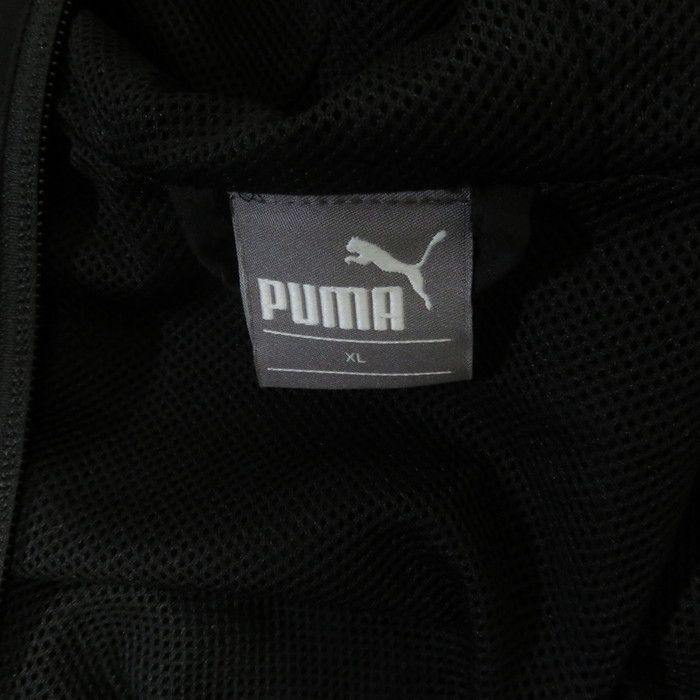 古着 レディースXL PUMA/プーマ 裏メッシュ ウインドブレーカージャケット ジップ フード スポーツ カジュアル ブラック 514769