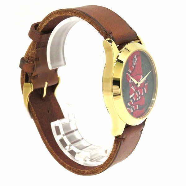 【美品】グッチ 腕時計 タイムレス 126.4 スネーク ビー レザー メンズ グッチ GUCCI Gタイムレス スネーク 126.4 YA126483 クォーツ