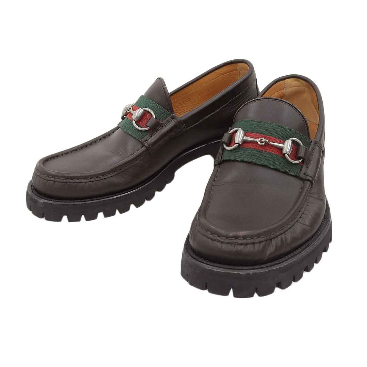 グッチ ウェブライン ホースビット ローファー 496246 メンズ ブラウン GUCCI アパレル 小物