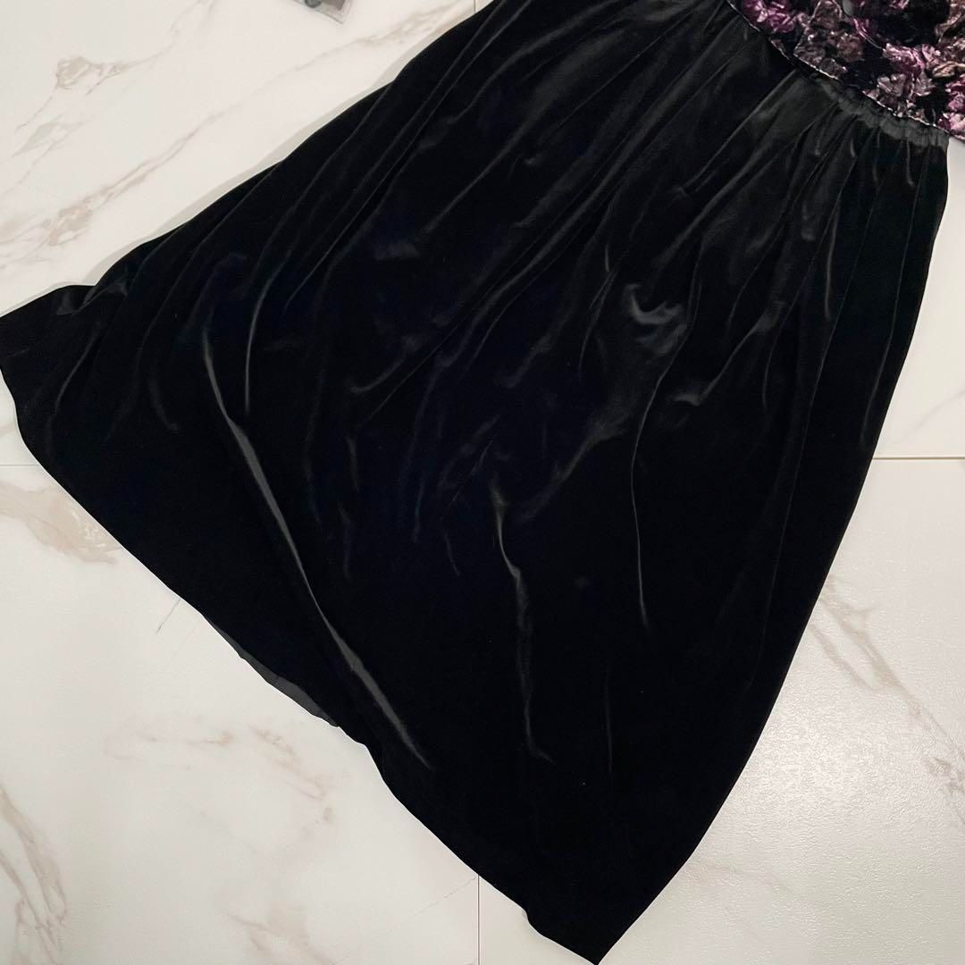 ベロアロングワンピース 花柄