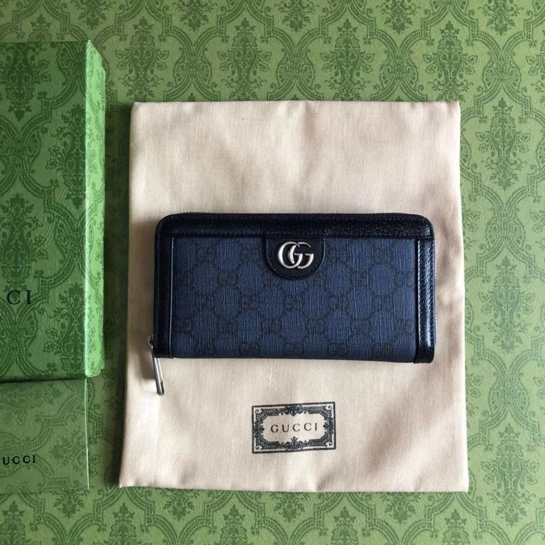 新品 ✨ グッチ GUCCIオフィディア GG 長財布 ジップアラウンドウォレットネイビー