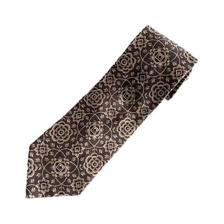 ネクタイ 花柄 ブラウン シルク100％ 新品未使用品】DRIES VAN NOTEN