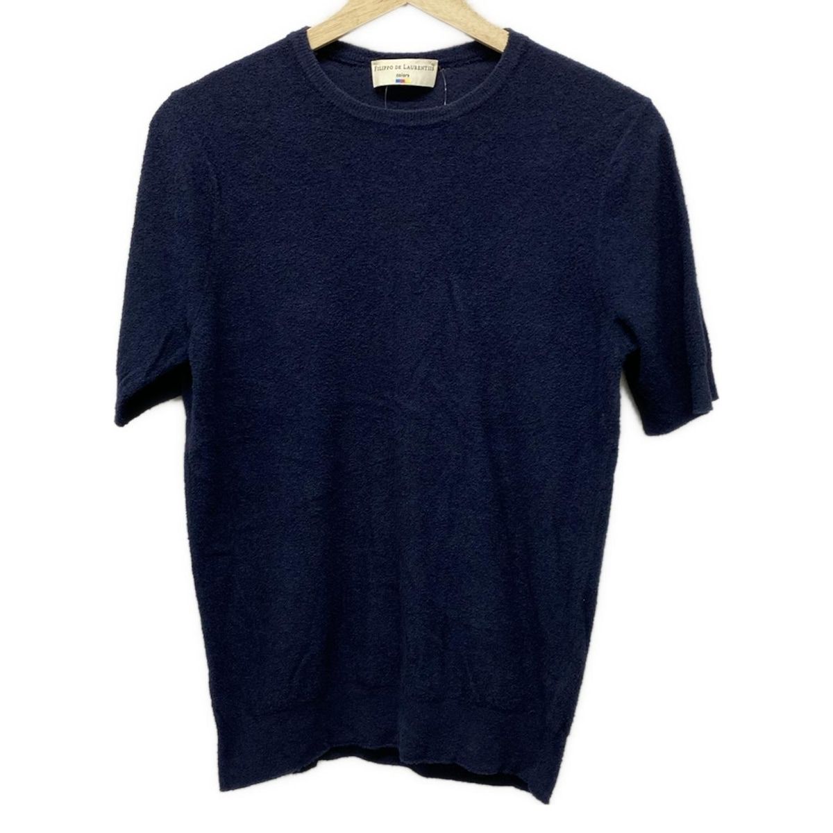 Filippo De Laurentiis フィリッポデローレンティス 半袖セーター サイズ46 XL レディース - ネイビー クルーネック