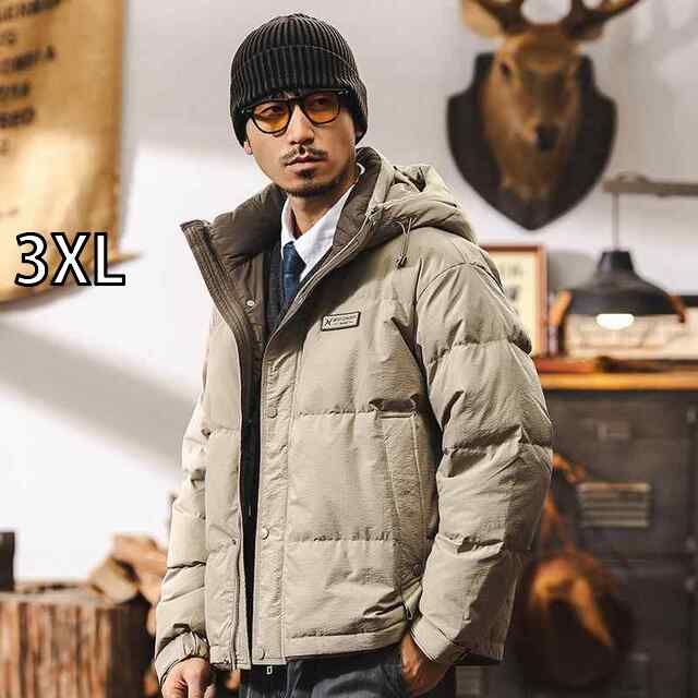 3XL 春 コーデ メンズ 用 服 シンプル ファッション オシャレ 大人 かっこいい 大きいサイズ ストリート 紳士服 アメリカン レトロ ハイエンド フード付き ダウン ジャケット 防寒 暖かい コート