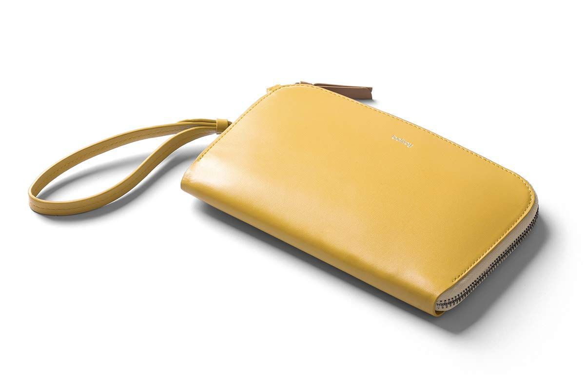 Bellroy Clutch、ウィメンズ レザー クラッチバッグ/財布（カード9枚程度、現金、スマホ、小物） - Lemon