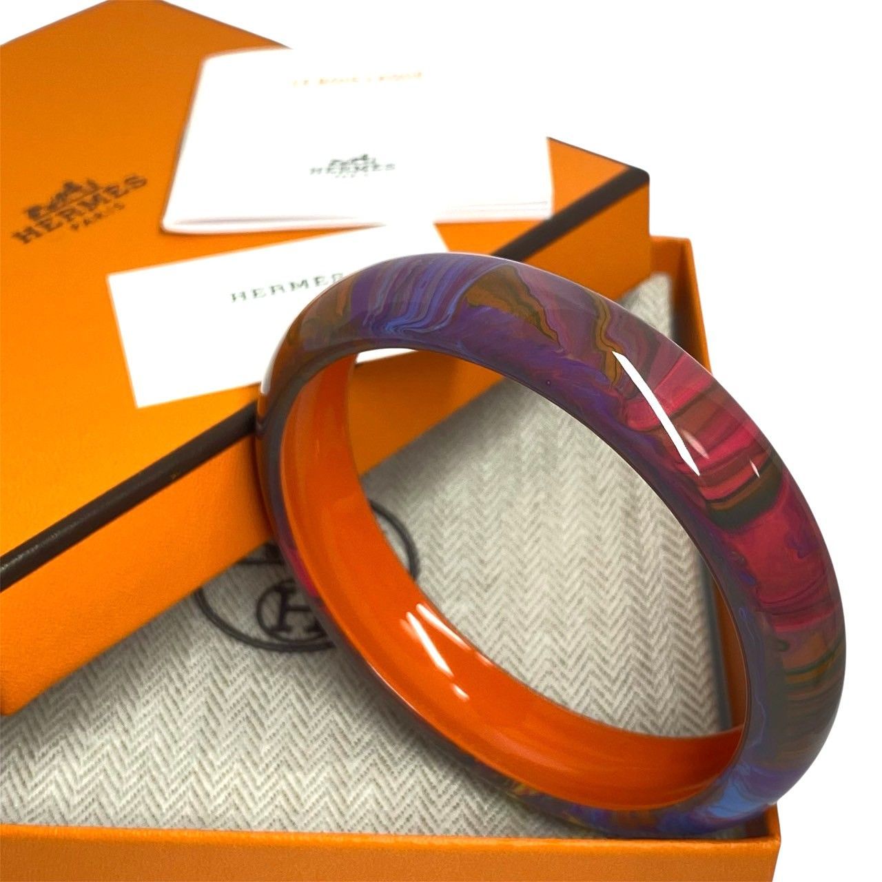 2664 HERMES エルメス ラッカーウッド バングル マルチカラー 未