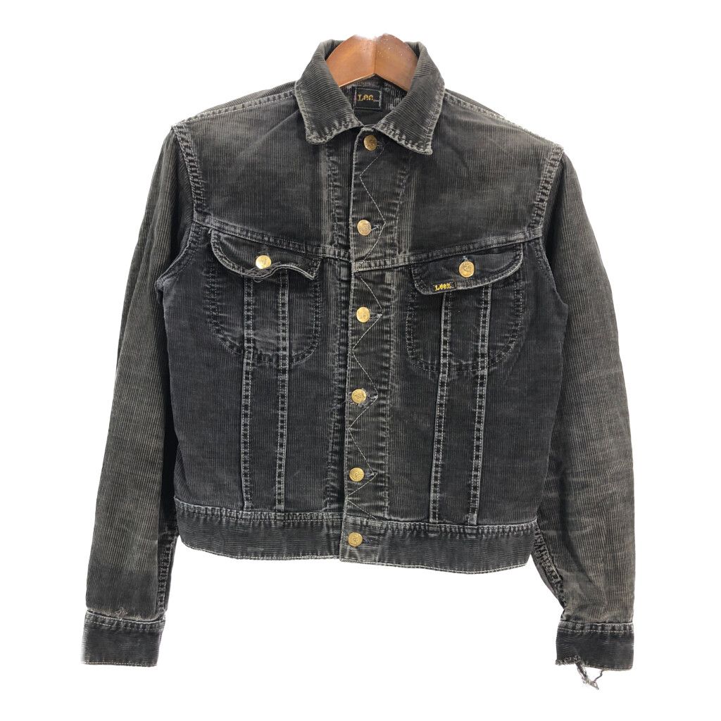 70年代 Lee リー コーデュロイ トラッカー ジャケット ブラック (メンズ S相当) 中古 古着 R3482