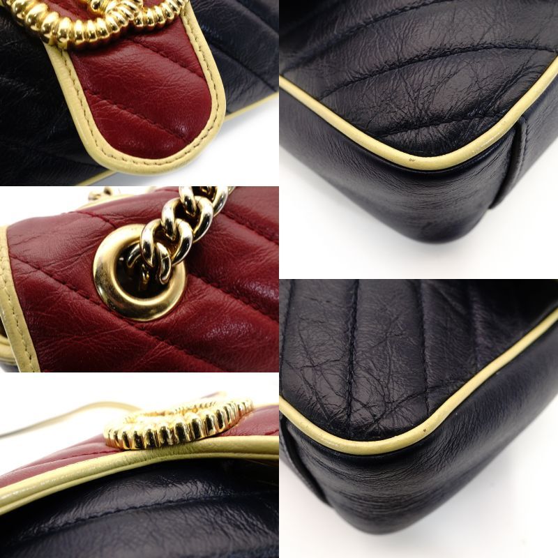 【全品送料無料】 グッチ GUCCI GGマーモント チェーン ショルダーバッグ レザー レッド×ネイビー クロスボディ 7-8-177 価格比較でお得にお買物。