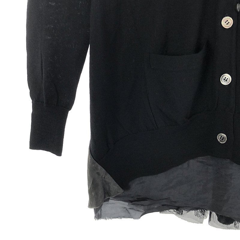 sacai luck - sacai luck サカイラック 異素材バックフレアカーディガン sacai luck / サカイラック | 異素材ドッキング バックフレア クルー