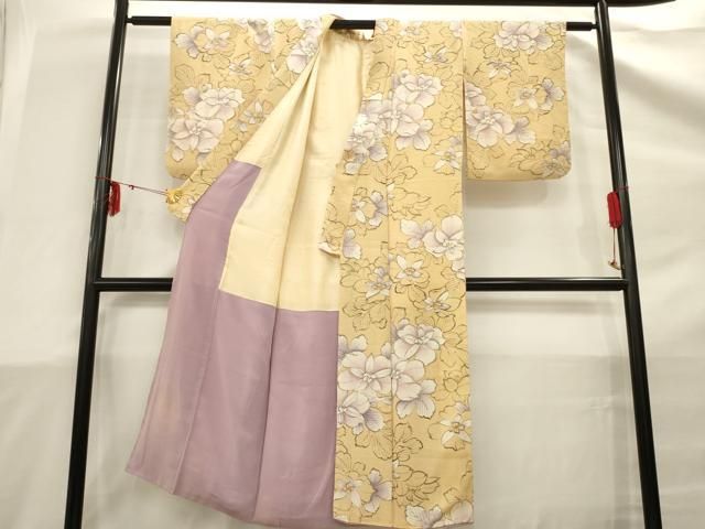 平和屋着物□上質な小紋 地紋起こし 枝花文 暈し染め 正絹