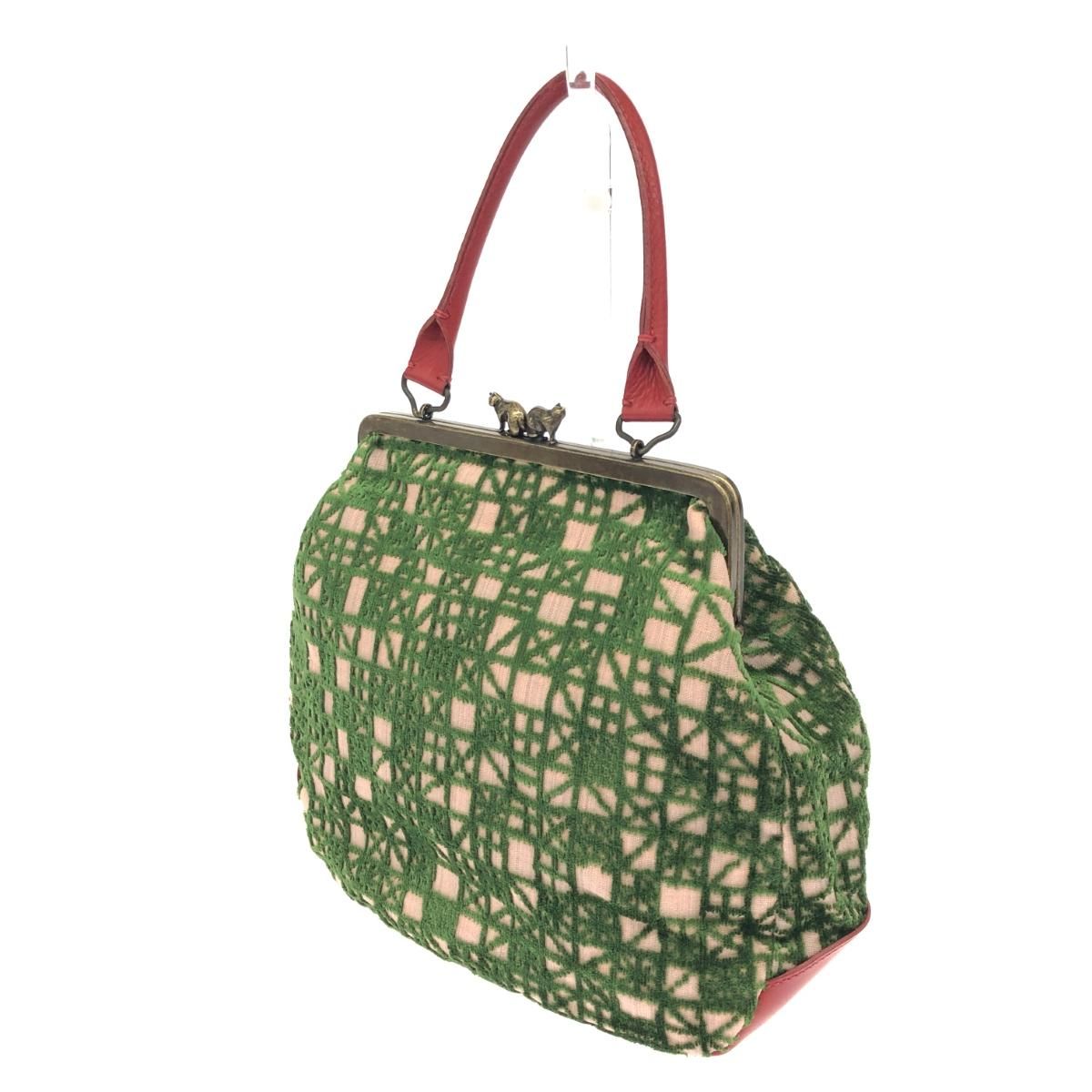 【美品】mina perhonen ミナペルホネン ハンドバッグ/キャメル mina perhonen ミナペルホネン ハンドバッグ がま口/ネコつまみ