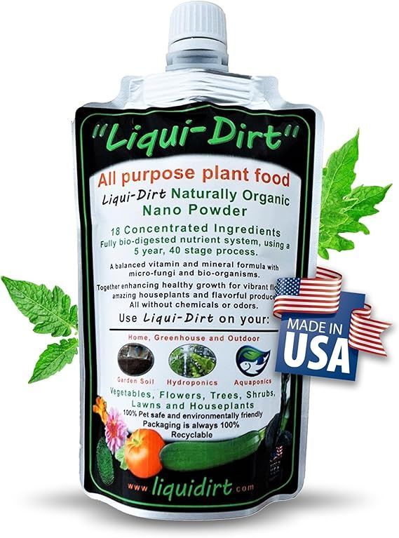 【在庫処分】Liqui-Dirt (リキッダート) ナノパウダー 万能有機植物用完全食品 屋内外に使用可 最大約190L分 18種類のバランスのとれた栄養素を配合 植物用スーパーフード（ビタミン、ミネラル