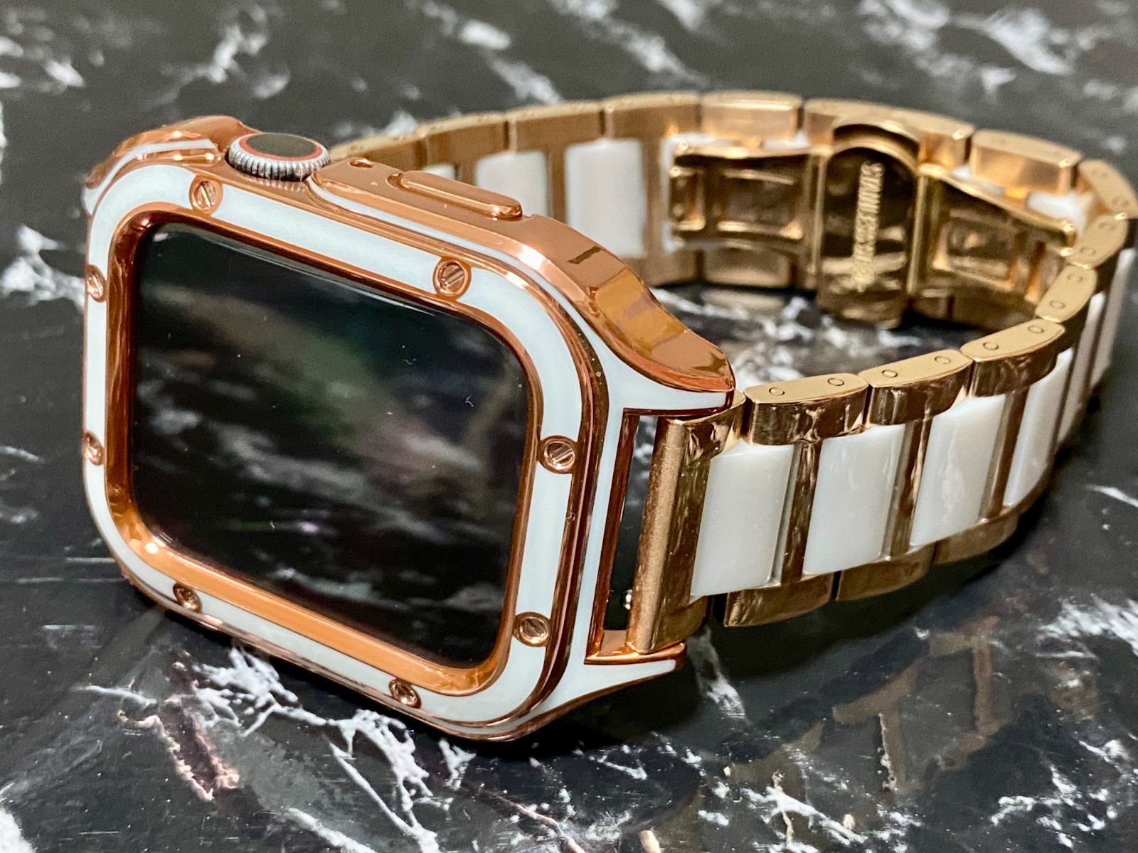 RH 8スクリュー アップルウォッチ ステンベルト セラミック　保護　カバー　ケース メンズ レディー  Apple Watch バンド