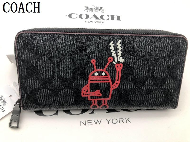 コーチ COACH 長財布 財布 シグネチャー アコーディオンラウンドジップウォレット メンズ財布 贈り物a192 F87105新品 未使用  xj0001