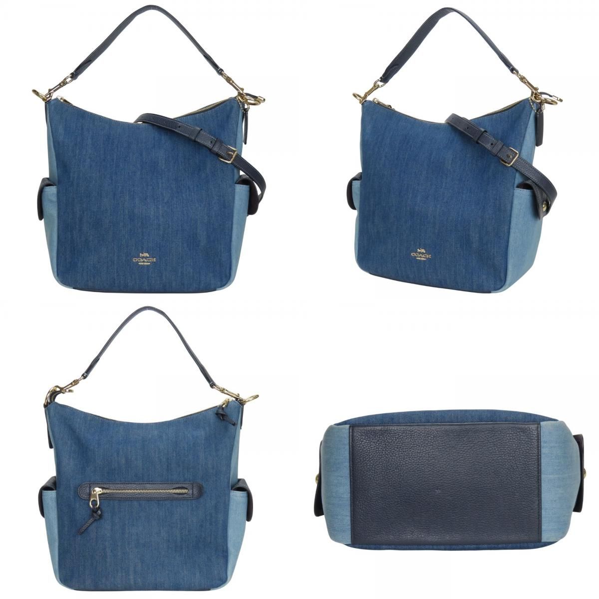 50 COACH コーチ　レザー　ショルダーバッグ 中古】 コーチ ショルダーバッグ C2830 デニム レザー