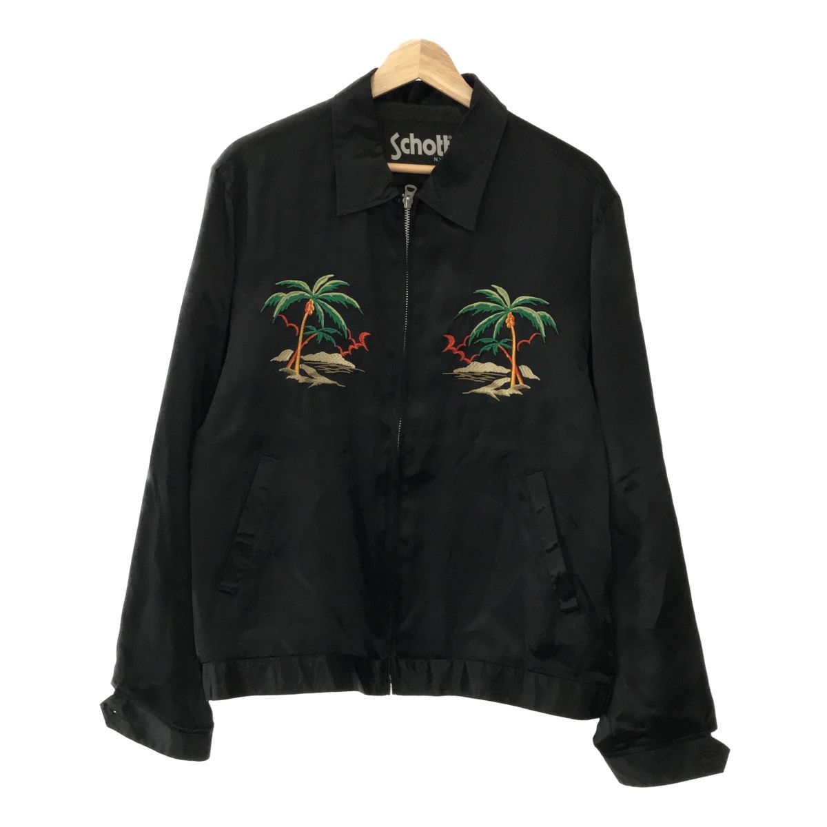 Schott スカジャン M 黒 パームツリー・ドラゴン刺繍