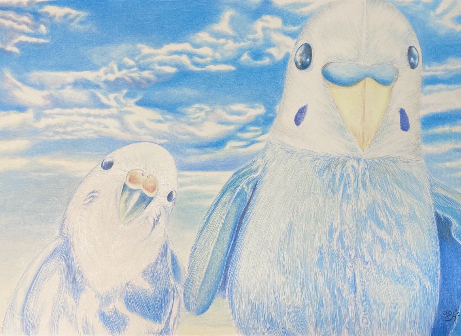 色鉛筆画 イラストレーション ジグソーパズル原画「ウィンズ」 - 絵画