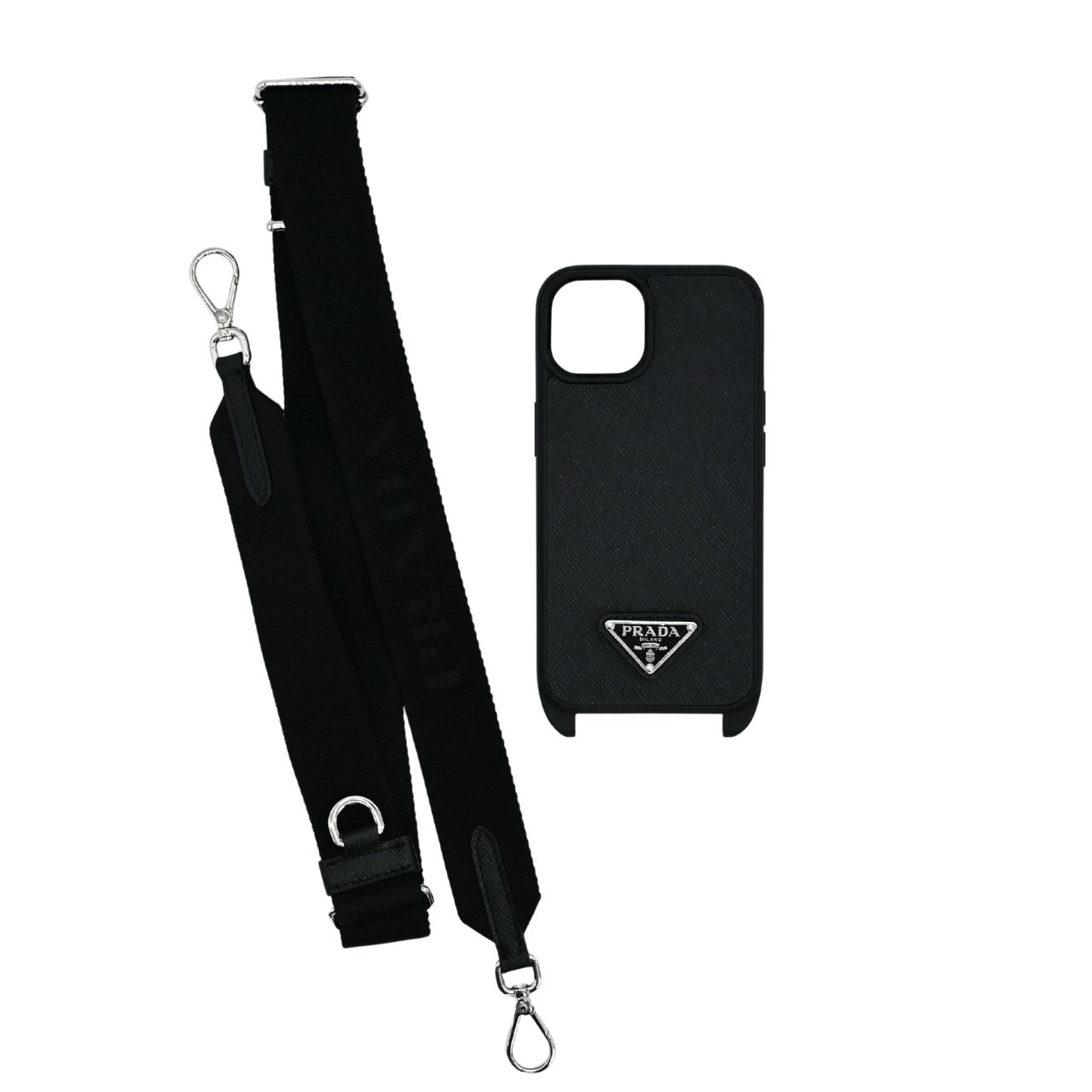 PRADA iPhone14ケース　ショルダーストラップ　ブラック PRADA iPhone13/14用ケース ショルダーストラップ付 ブラック - メルカリ