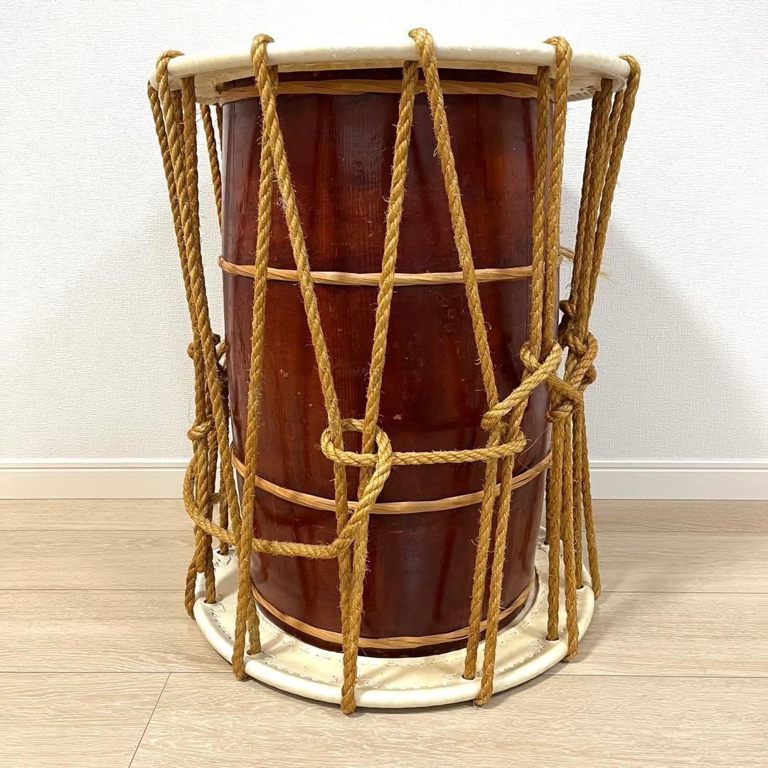 せ35 長胴太鼓 宮太鼓 和太鼓 桶胴太鼓 大締太鼓 鼓 鼓面約46 cm 1尺6寸 胴高55cm