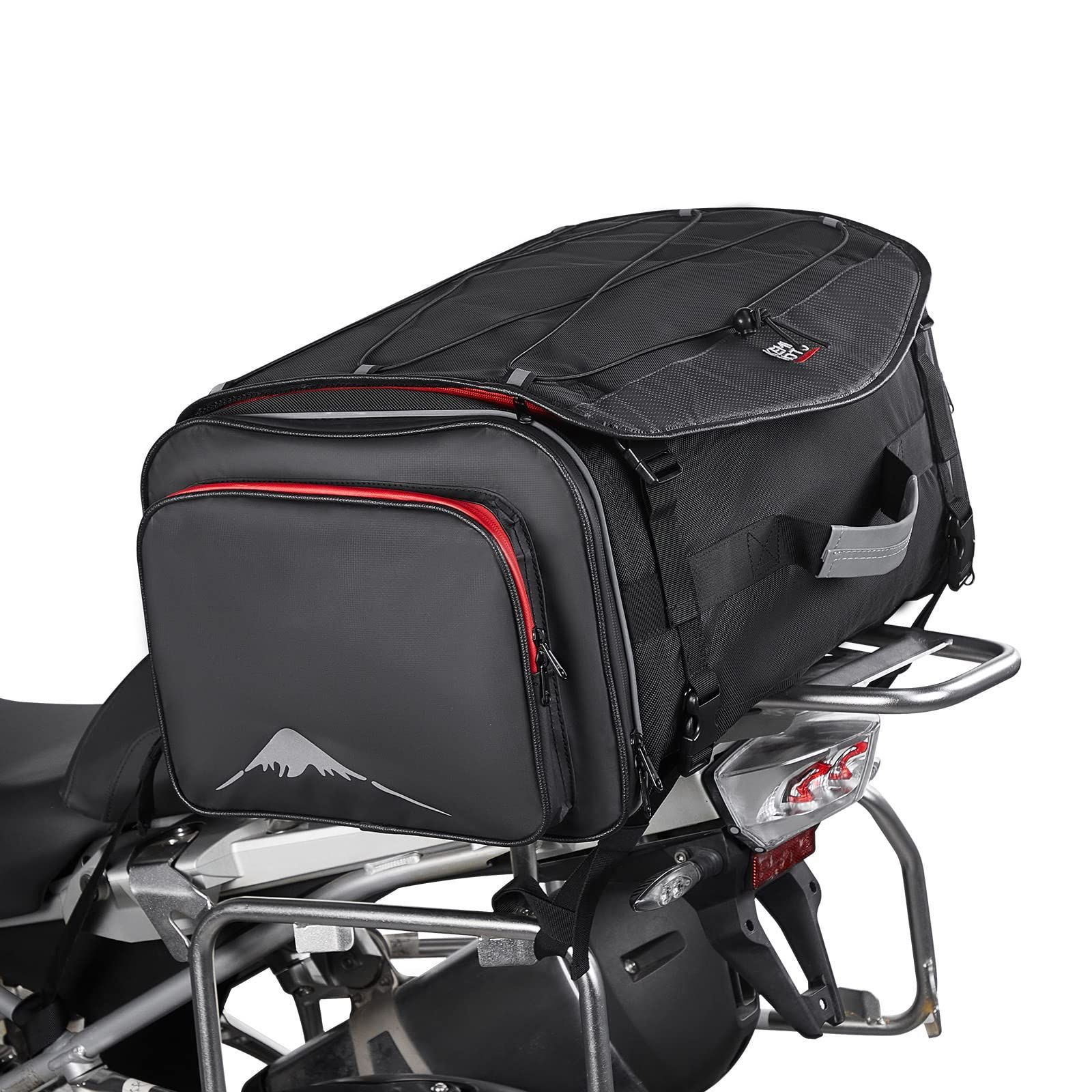 商品 50L大容量 両サイドオープン ドリンクホルダー付き シート全防水 ミニフィールドシートバッグ 取付簡単 ツーリングバッグ オートバイ リアバック 汎用性 CT125 バイク MT25 MT07 シートバック MT03 MT09 CB250R KE