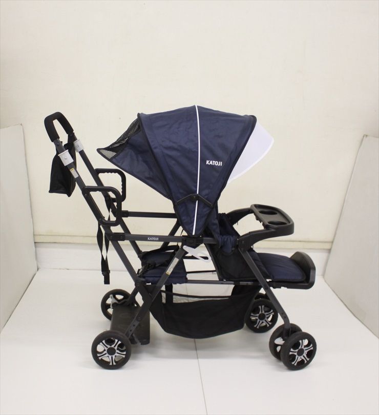 ベビーカー 二人でゴー ネイビー 41911 カトージ 前座生後4ヶ月～ 後座2歳半～ 二人乗りベビーカー クリーニング済み C255002
