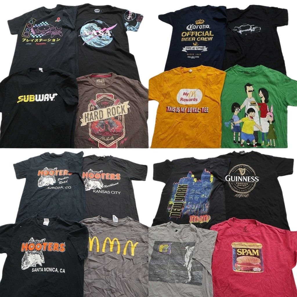 古着卸 まとめ売り 有名企業 半袖Tシャツ 16枚セット (メンズ S /M ) NASA ハードロックカフェ マクドナルド MT3616