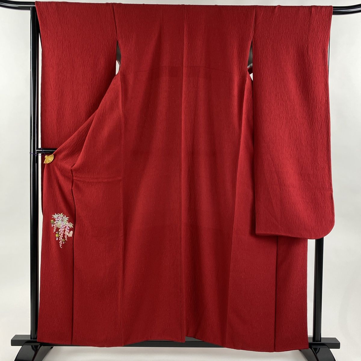 振袖 身丈158cm 裄丈66.5cm M 袷 やまと 花籠 蝶 刺繍 銀糸 赤 正絹 美  