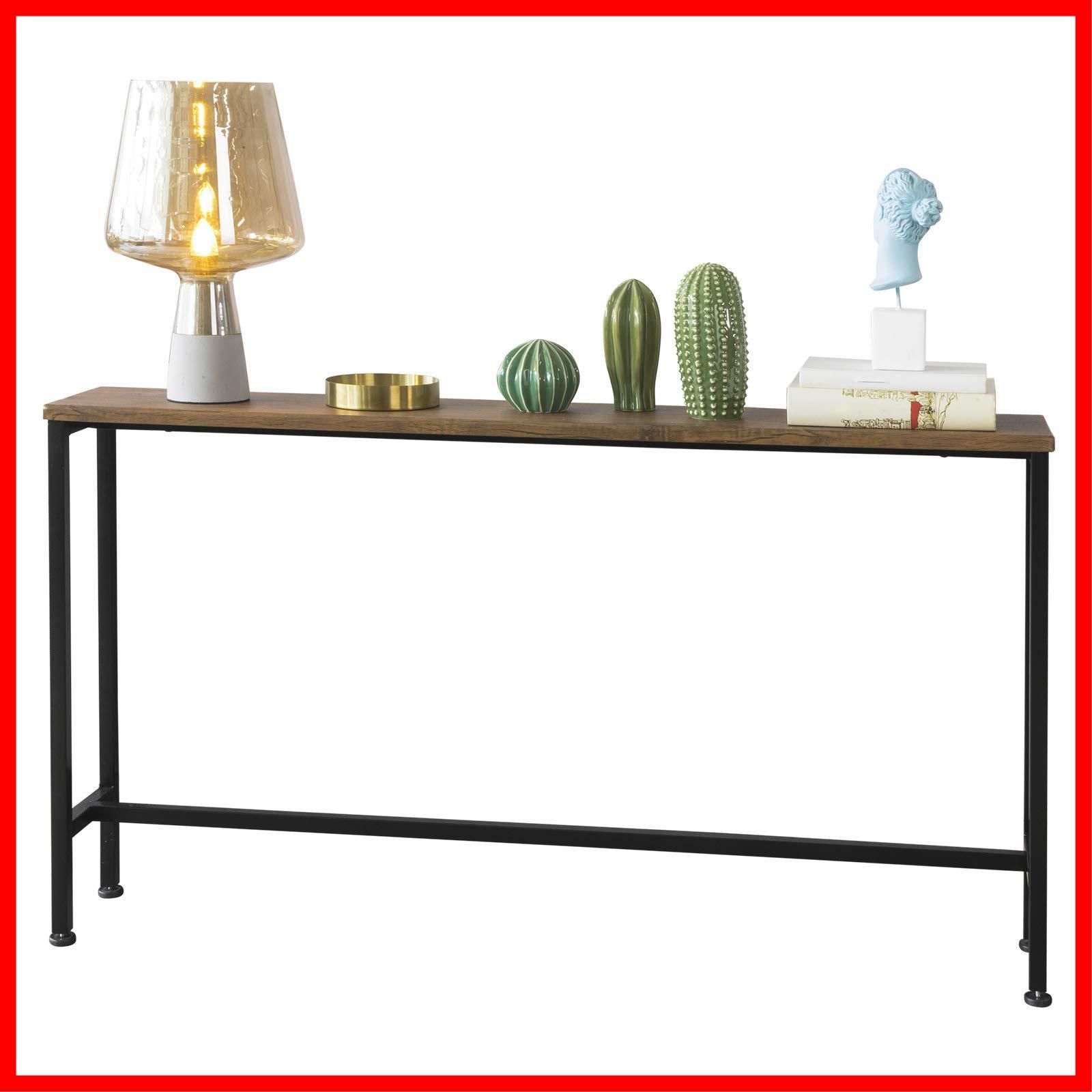 サイドテーブル スリム コンソールテーブル おしゃれ 木目調 幅120×奥行き20×高さ65 北欧風 細長い 玄関テーブル SoBuy 飾り棚 玄関収納 玄関 棚 オープンラック FSB19-N