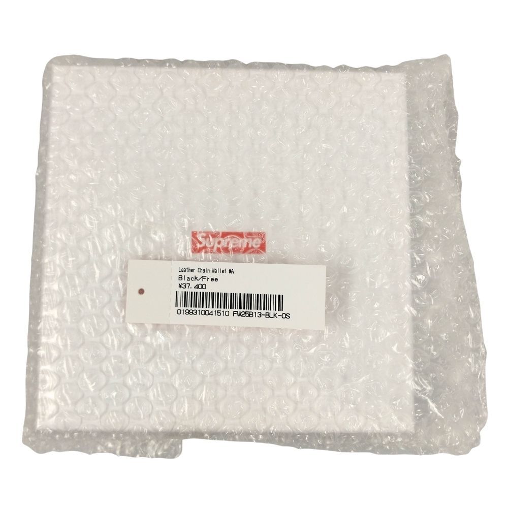  SUPREME シュプリーム 25 AW Leather Chain Wallet レザー チェーン ウォレット ブラック 45088 三つ折り財布 折り財布