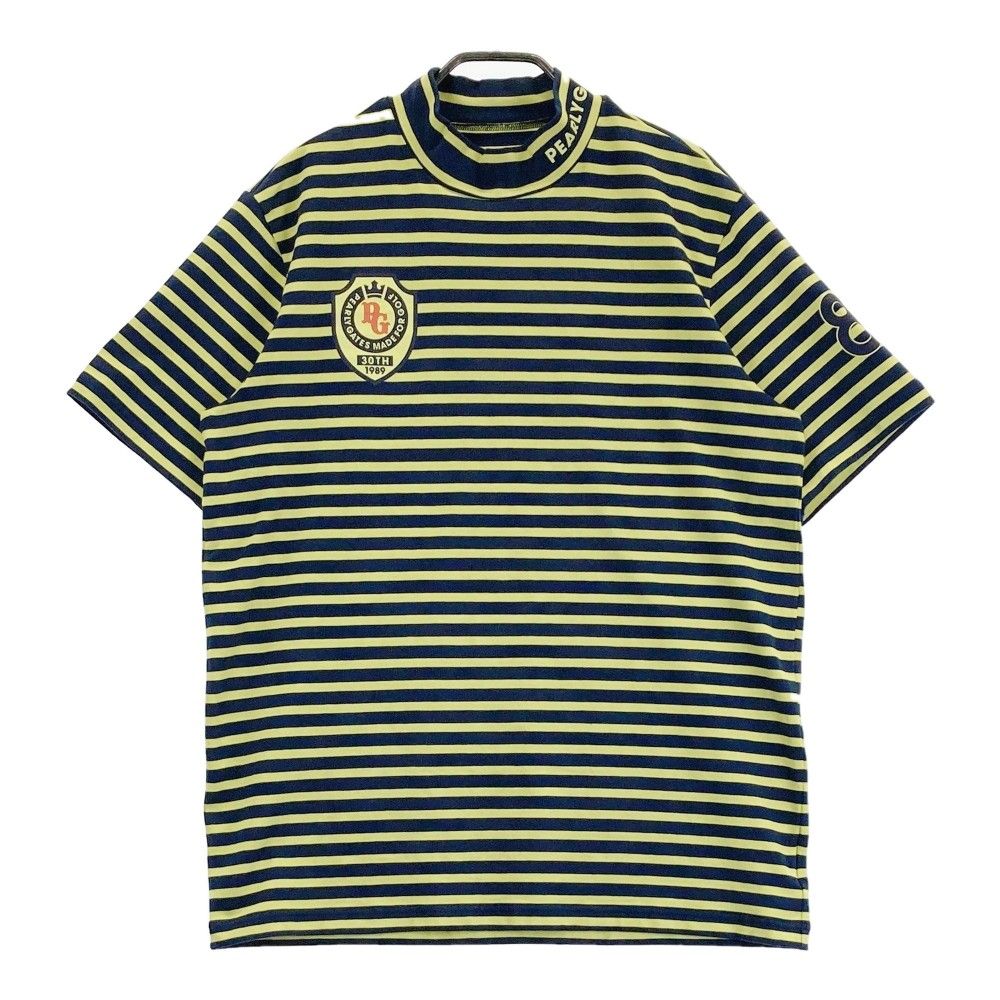 サイズ：6 PEARLY GATES パーリーゲイツ 2023年モデル ハイネック 半袖Tシャツ ボーダー柄 ネイビー系 [240101440522] ゴルフウェア メンズ ストスト サイズ：6 PEARLY GATES パーリーゲイツ 半袖ハイネックTシャツ