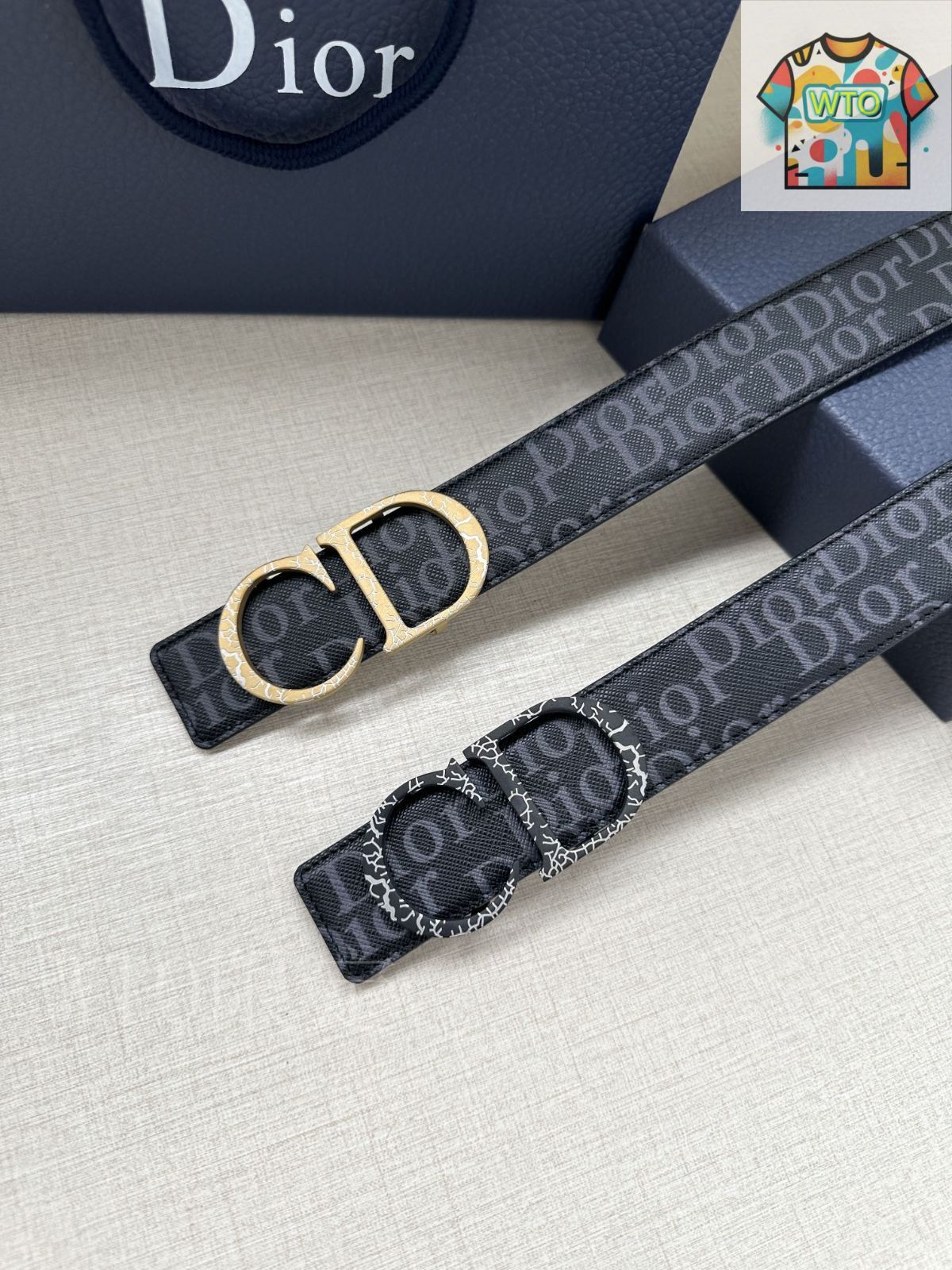 Diorベルト専用出品 DIOR | ベルト 35mm ディオール オブリーク ジャカード & グレ