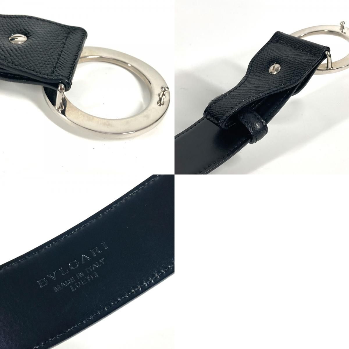 ブルガリ　BVLGARI  ベルト ロゴサークル 美品 BVLGARI ロゴマニア サークルロゴ ベルト レザー ブラック 黒