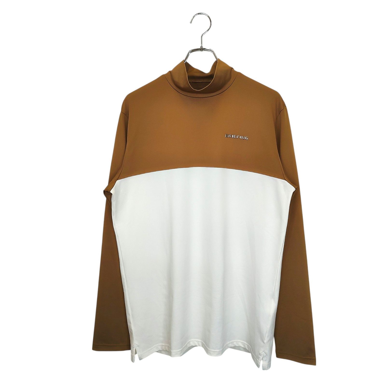 BRIEFING ベージュ モックネック ⓂBRIEFING GOLF ブリーフィングゴルフ モックネックシャツ ベージュ