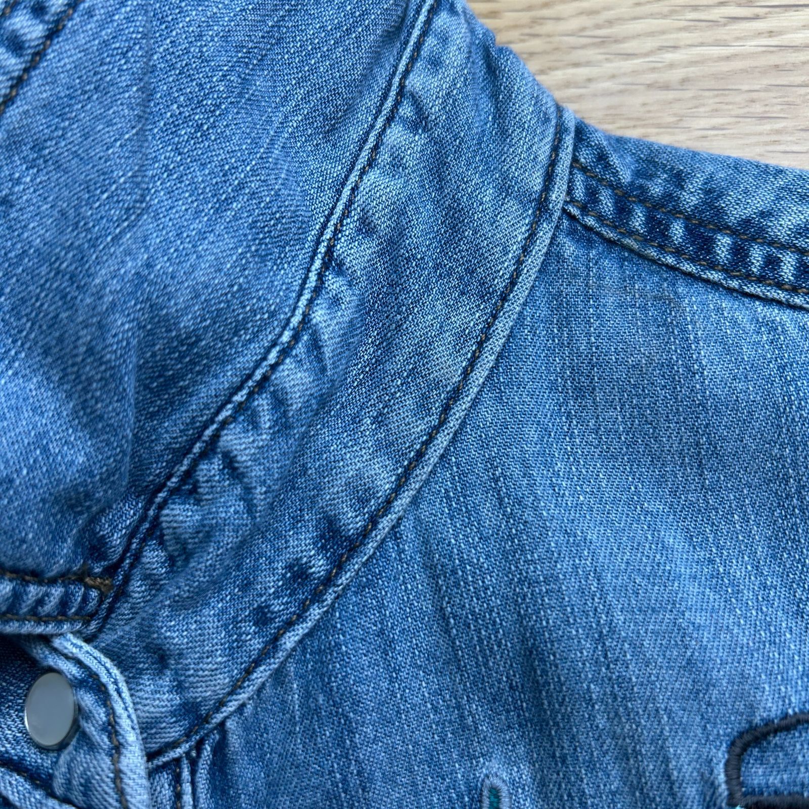 DIESEL ディーゼル デニムシャツワンピース 半袖 刺繍 胸ポケット 