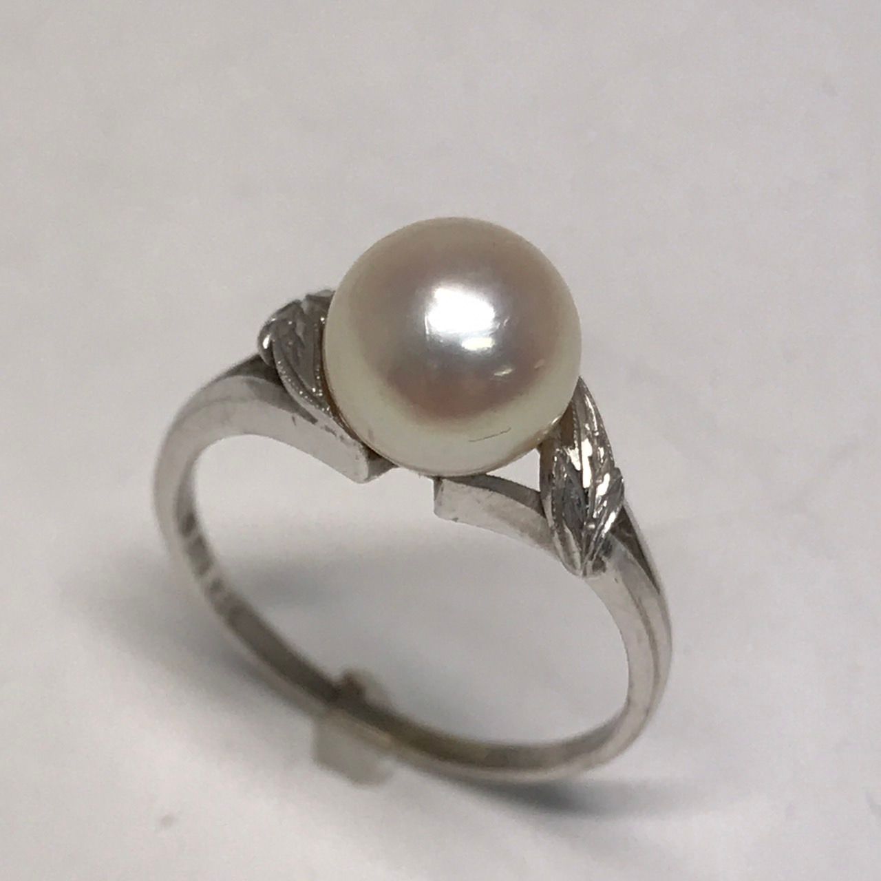 ミキモト MIKIMOTO K14ホワイトゴールド パールリング 本真珠
