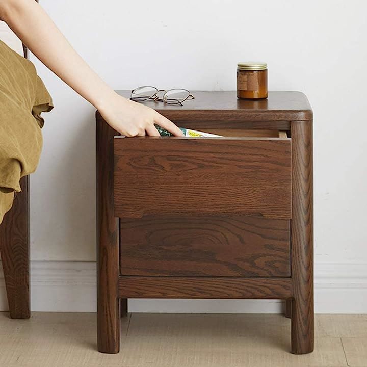 MU RONG ナイトテーブル アメリカオークウッド ベッドサイドテーブル