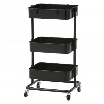 不二貿易　C/D:45068　高さが調整できるワゴン　マルシェ　ブラック　MH-0302-3BK