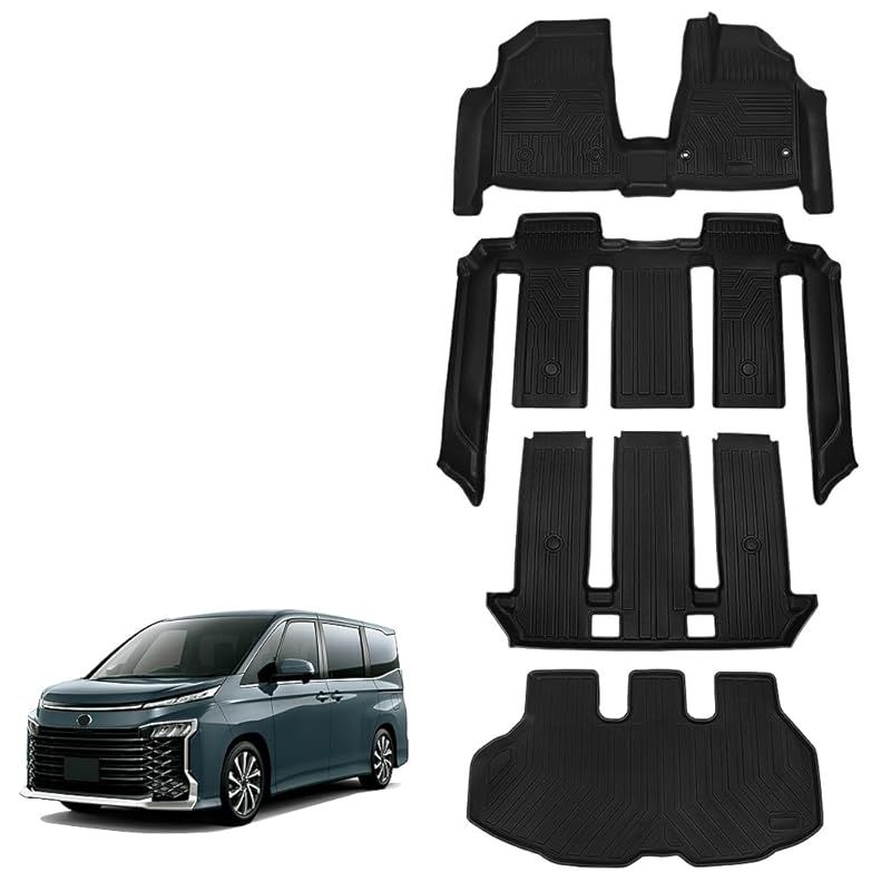新型 ヴォクシー ノア 90系 専用 フロアマット+セカンドマット+ラゲッジマット VOXY NOAH 90系 車種専用設計 3D トランクマット TPE素材 カーゴマット 立体構造 防水 滑り防止 ラゲッジトレイ 耐汚