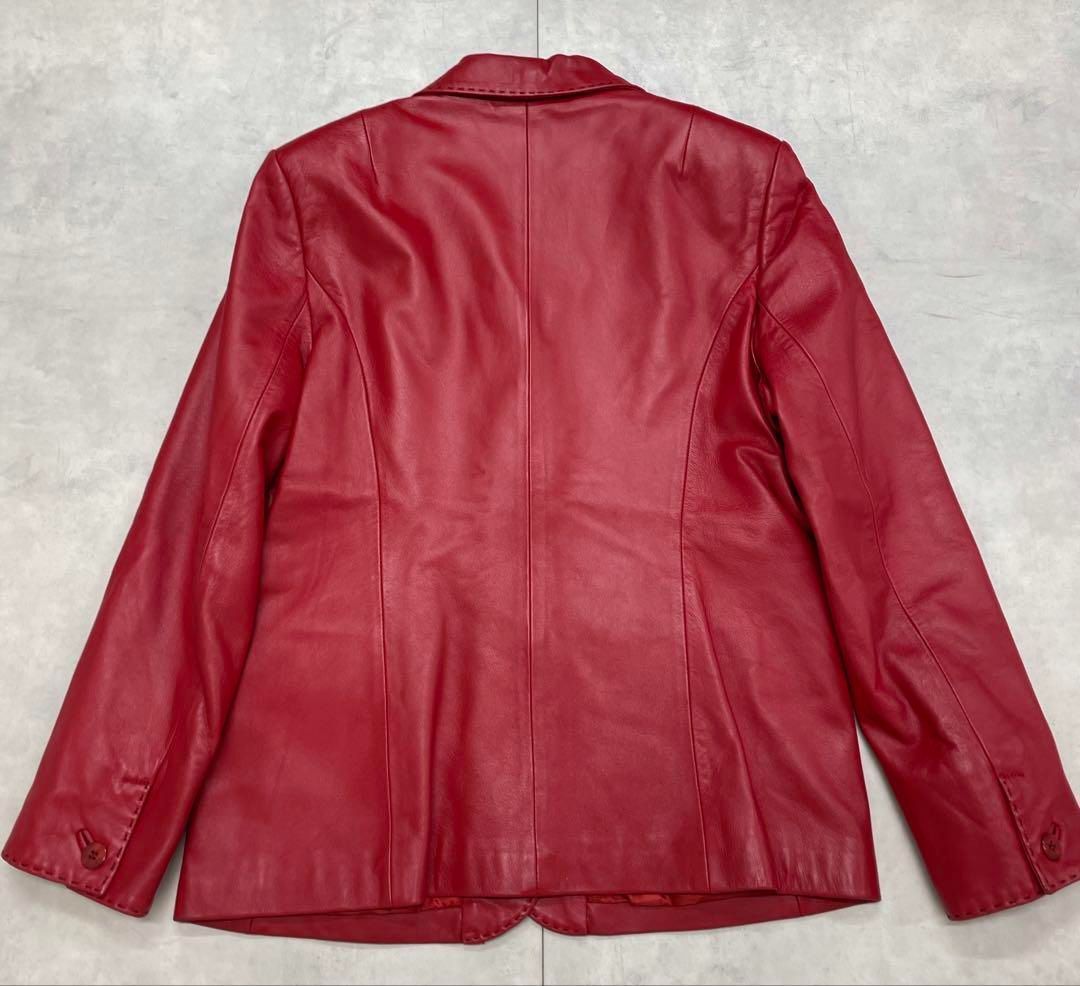 BALMAIN バルマン レザージャケット テーラード 羊革 ラムレザー 赤 レッド 大きいサイズ XL