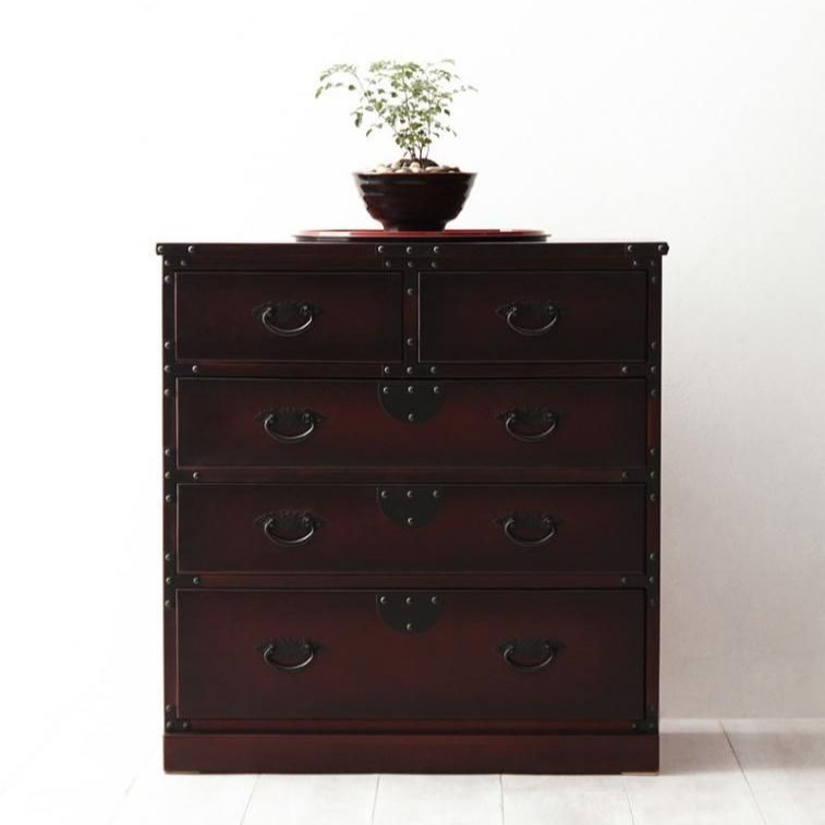 ♪民芸家具調 引出したんす 幅67cm 箪笥 和箪笥 チェスト 収納家具 和風