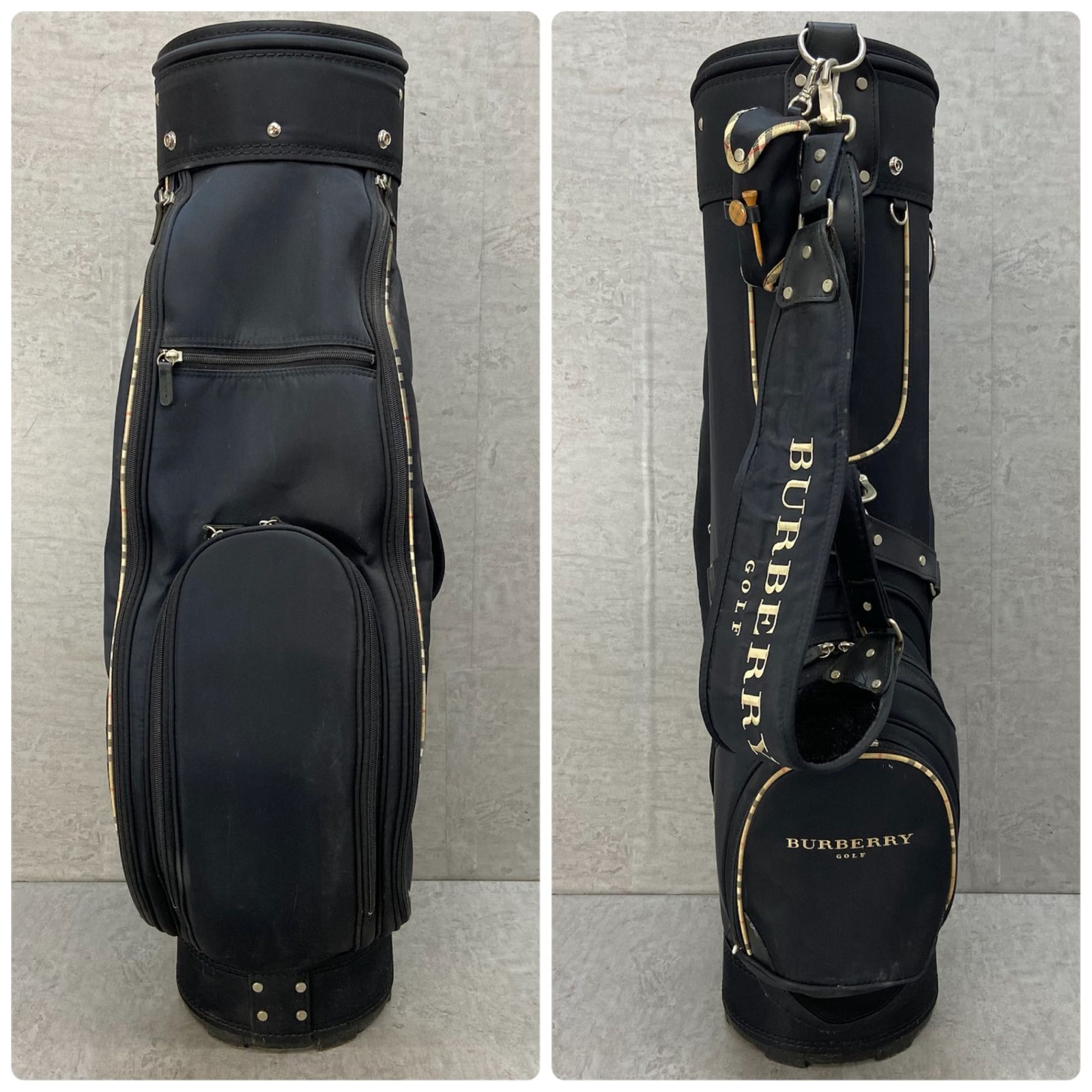 BURBERRY GOLF キャディバッグ ブラック バーバリー ゴルフ キャディバッグ 約8.5型 カート式 ナイロン