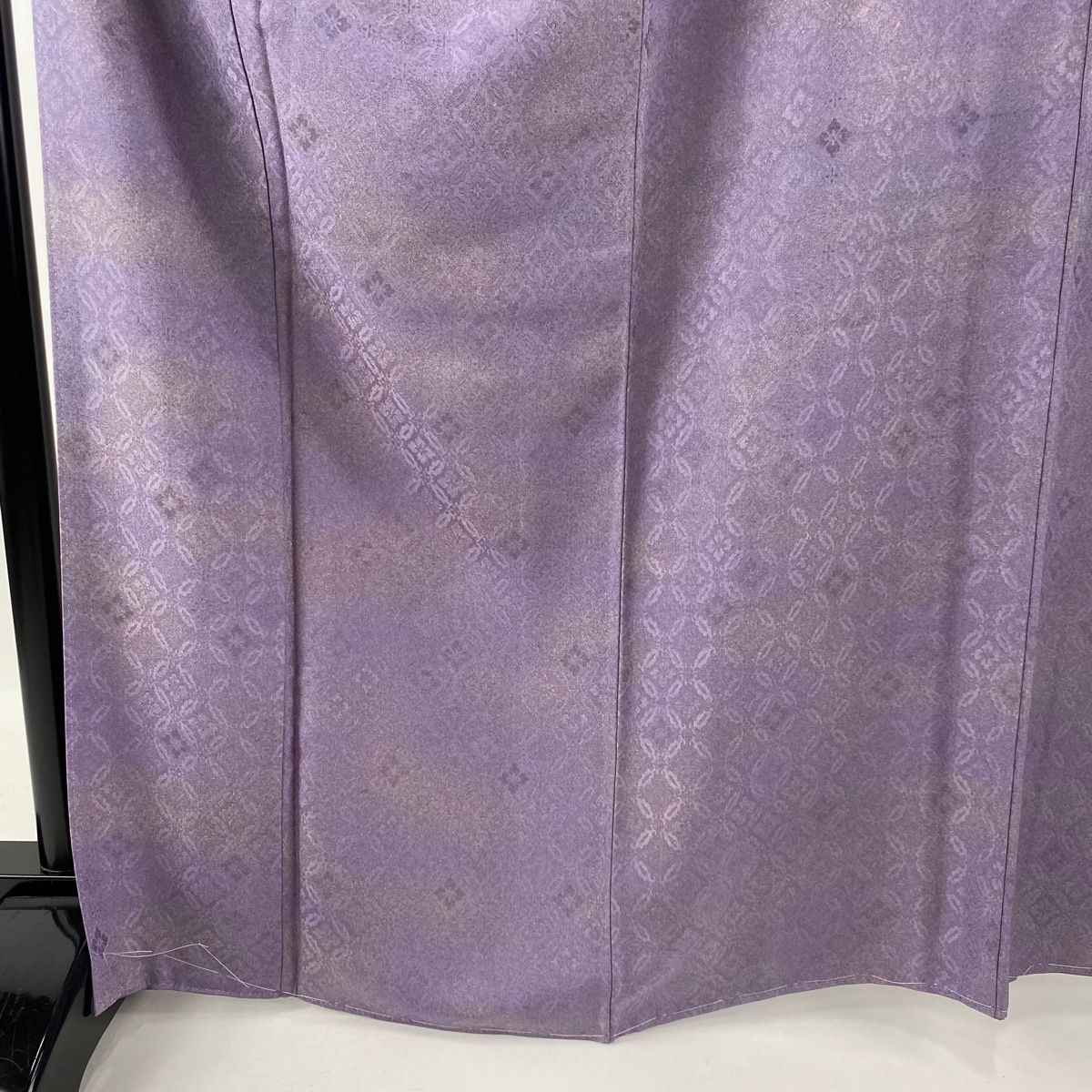 小紋 美品 秀品 一つ紋 地紋 ぼかし 灰紫 袷 身丈166cm 裄丈66.5cm M